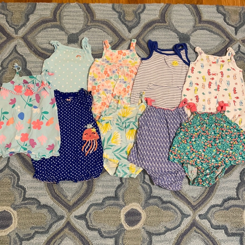 Bundle of 9 Carter’s 3-6 month rompers